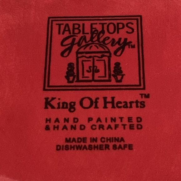 Tabletops Gallery King of Hearts Hand Painted Crafted Saucers Serving Plates (4) - Picture 7 of 8